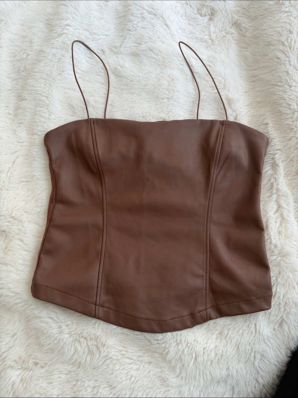 Heartloom Brown Faux Leather Camisole Top
